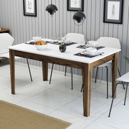 Hanah Home Milan 514 Mesa de Comedor Nogal y Blanco
